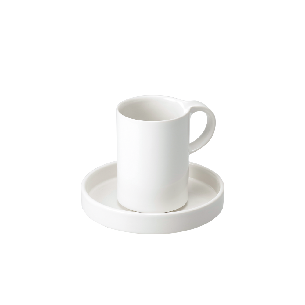 Moderato Tall Mug with Saucer, White