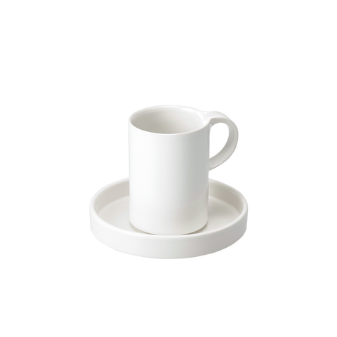 Moderato Tall Mug with Saucer, White