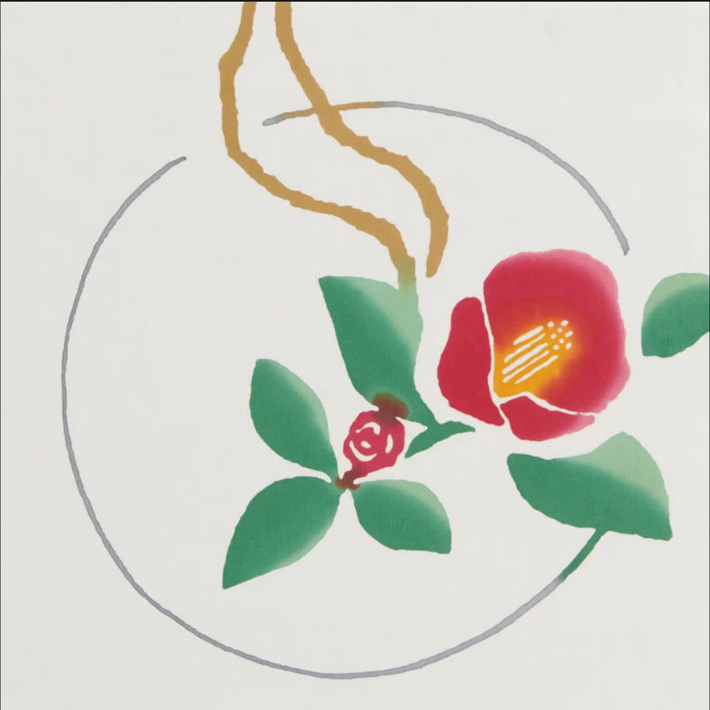 Nijiyura Tenugui, Camellia and Sparrows