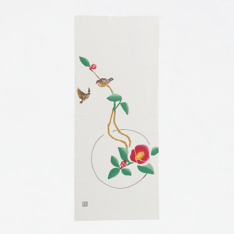 Nijiyura Tenugui, Camellia and Sparrows