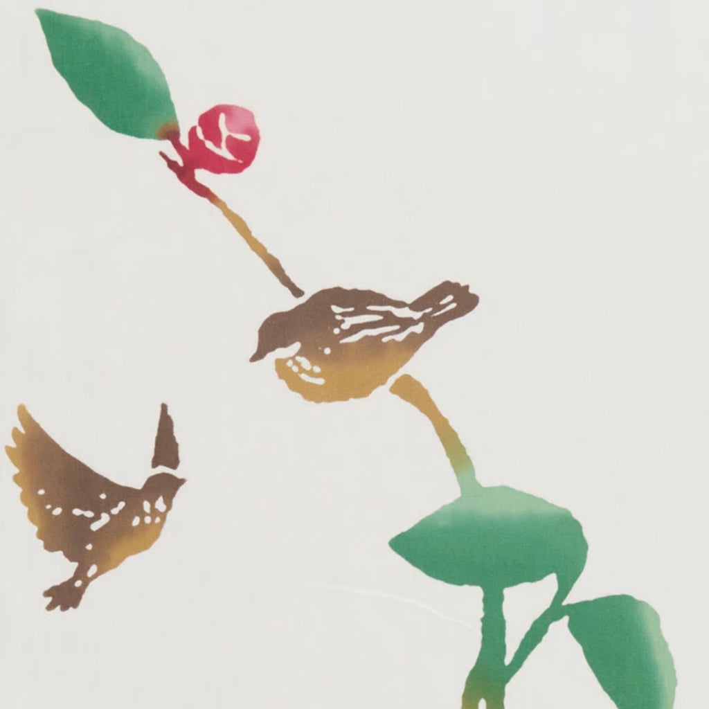 Nijiyura Tenugui, Camellia and Sparrows