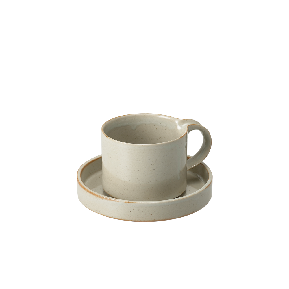 Moderato Short Mug with Saucer, Gray