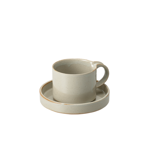 Moderato Short Mug with Saucer, Gray