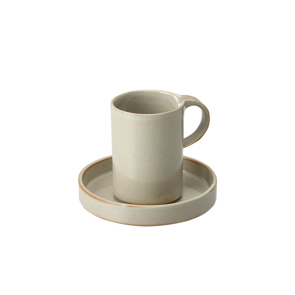 Moderato Tall Mug with Saucer, Gray