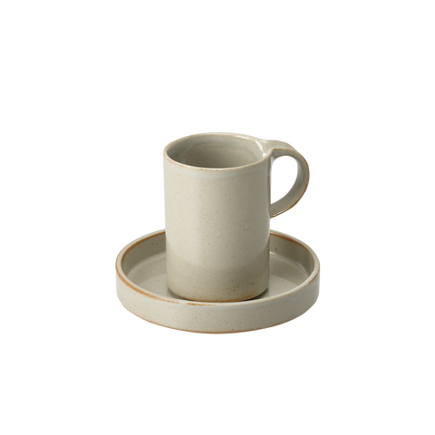 Moderato Tall Mug with Saucer, Gray