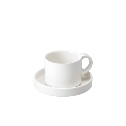 Moderato Short Mug with Saucer, White